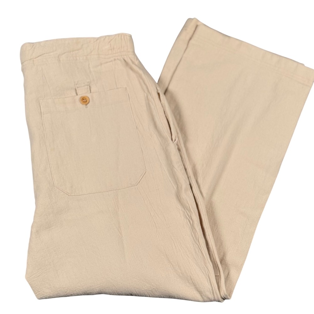 Boho Coastal Med Lightweight Wide Leg Relaxed Fit Pants Travel Cotton Vacation